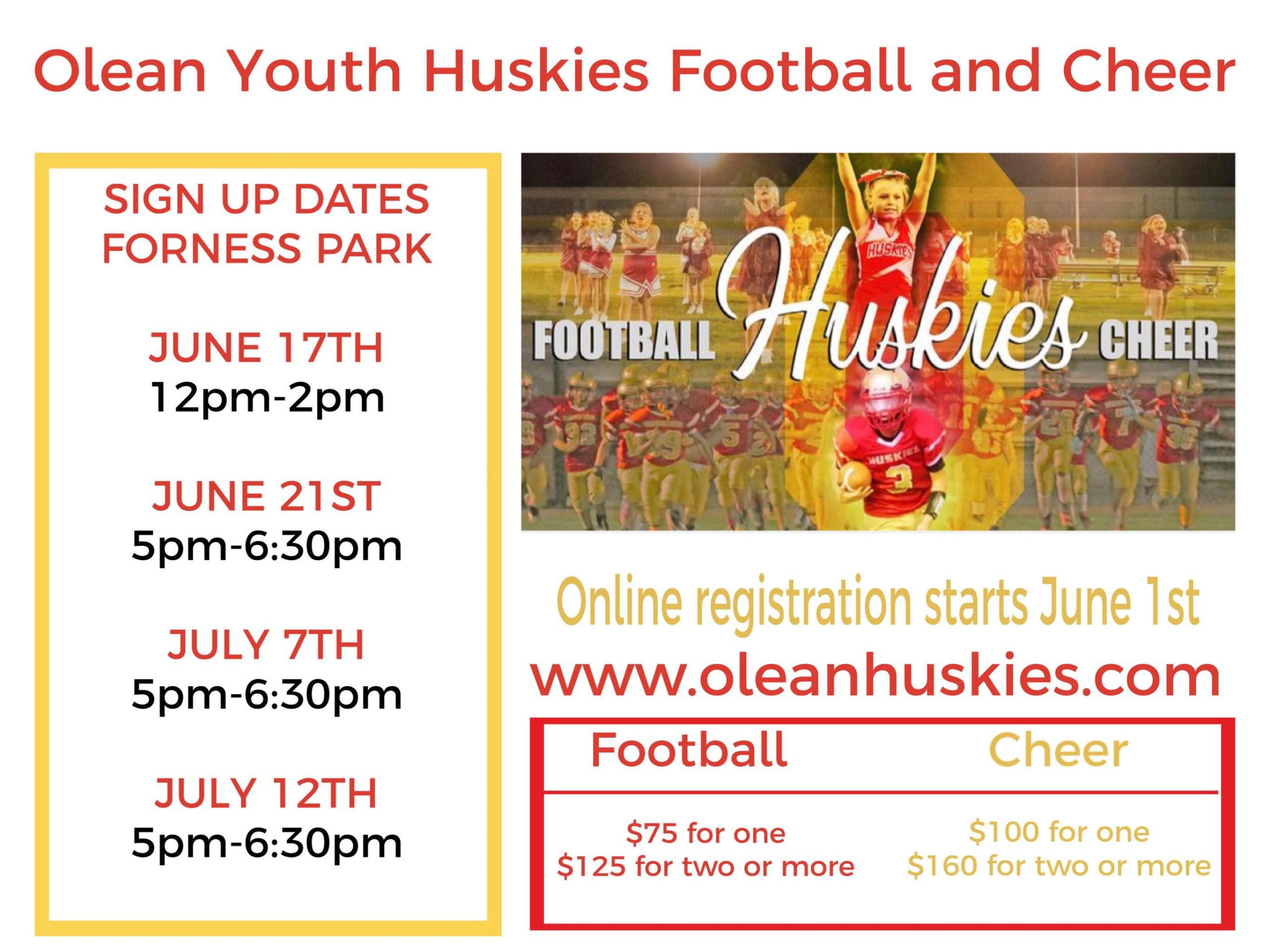 Football Sign Up Olean Huskies Youth Football & Cheer